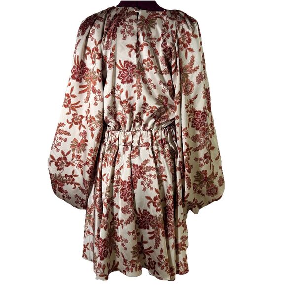 Misa Los Angeles Kara Dress Falling Floral Satin Mini Dress Sz S Ruched Cut-Out - Picture 4 of 16